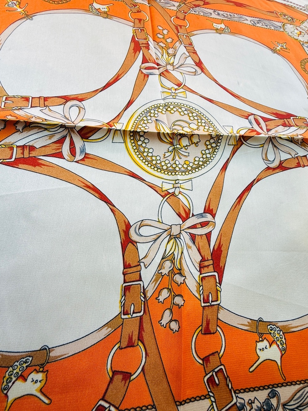 New Stylish  Orange Faux Silk Square Scarf/Bandana